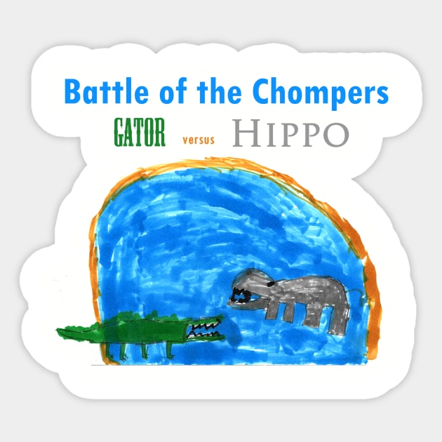 Animal Battle: Gator vs Hippo Sticker by Kids’ Drawings 